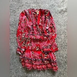 Farm Rio mixed floral ruffle festive mini dress!